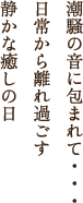 潮騒の音に包まれて・・・　日常から離れ過ごす静かな癒しの日